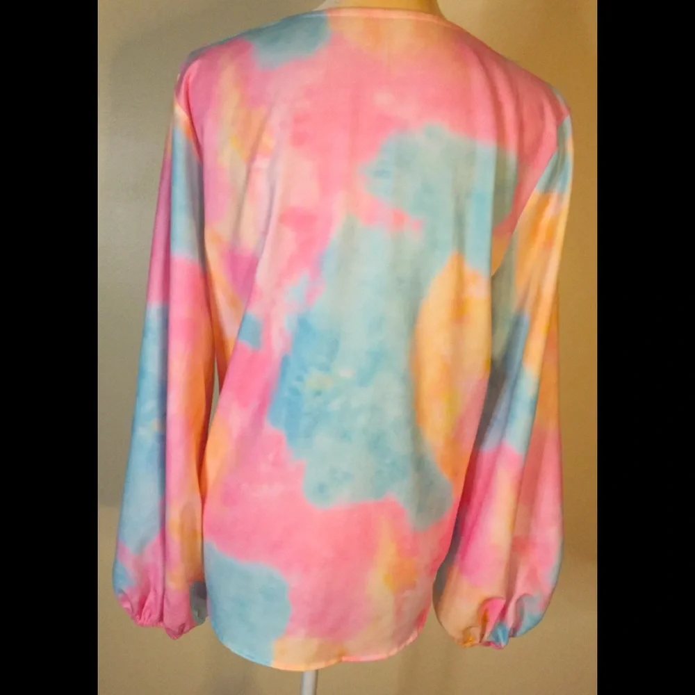 Ladies Tye Dye Multi Color Blouse - Picture 2 of 3